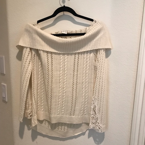 Ivory off the shoulder sweater - Picture 2 of 3